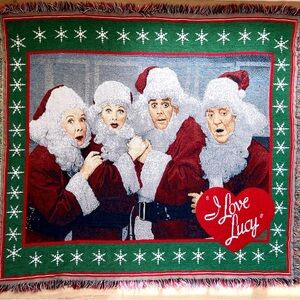 I Love Lucy Christmas Santa Tapestry Throw Blanket